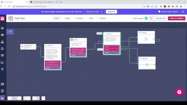 10.2 Introducci&oacute;n a la aplicaci&oacute;n LandBot.io para hacer CHATBOT
