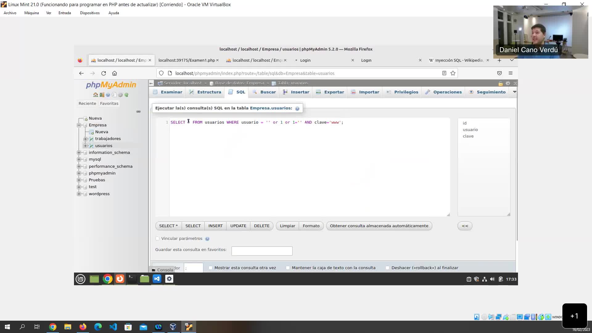 Clases on-line IAW 2ASIR DISTANCIA UT6 Acceso a BD mediante PHP- SQL-Injection